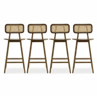 Bari Counter Stools with High-Quality Rubber Wood, Cozy Bar Chairs with Good Breathability and Lumbar Support, 18" L x 20.5" W x 36" H, Walnut(m-4)