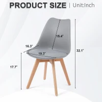 Modern Dining Chairs with Ergonomic High-Density Foam Backrest, Wooden-Legged Side Chairs with PU Leather Upholstery, 19.5L x 16.5W x 32H, Grey(m-3)