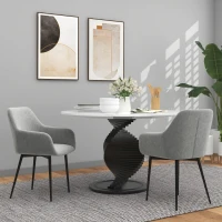 HOMCOM Dining Chairs Set of 2, Velvet-look Fabric Upholstered Kitchen Chairs with Backrest, Armrests and Steel Legs, Dark Grey(m-8)
