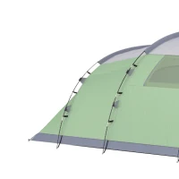Outsunny Multi-Room Camping Tent for 5 Person, Easy Set up Large Family Tent with 4 Windows, Porch, Light Green(m-9)