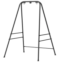 Outsunny Hammock Chair Stand  Indoor and Outdoor Use with Anti-Slip Foot Pads, 2 Carabiners, Black(m-1)