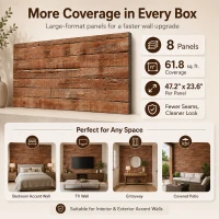 HOMCOM 8-Pack 3D Faux Wood Wall Panels, Lightweight Polyurethane Panels for Interior and Exterior Accent Walls, Brown(m-6)