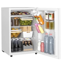 HOMCOM 4.5 Cu Ft Mini Fridge with Freezer, Wheels, Single Door Refrigerator, Adjustable Thermostat, Reversible Door, White(m-9)