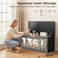 HOMCOM Storage Bench with Lift Top Storage Chest with Safety Hinges for Entryway, Living Room, Black(m-4)