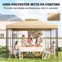 Outsunny 10' x 10' Square 2-Tier Gazebo Canopy Replacement Top Outdoor Garden Sun Shade Cover, Replacement Top Only, Beige(m-6)