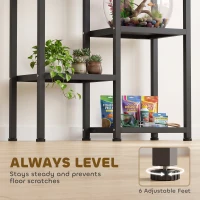 PawHut 25 Gallon Fish Tank Stand, Metal Aquarium Stand with 3 Tier Storage Shelf, Adjustable Feet for Home Office, Black(m-6)