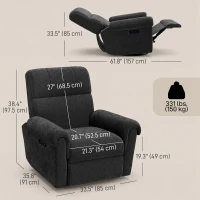 HOMCOM Power Recliner Chair, Fabric Upholstered Recliner Chair with USB Ports, Swivel and Rocking Function, Footrest, Black(m-3)