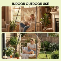 Outsunny Hammock Chair Stand  Indoor and Outdoor Use with Anti-Slip Foot Pads, 2 Carabiners, Gray(m-6)