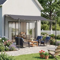 Outsunny 10'x10' Outdoor Pergola, Steel Gazebo Canopy, Portable Sun Shelter Door Porch Cover, Grey(m-8)