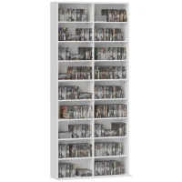 HOMCOM 9-Tier DVD Shelf with 18 Compartments and 14 Adjustable Shelves, Holds 640 CDs, 360 DVDs or 430 Blu-rays, White(m-10)