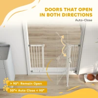 PawHut 30 Inch Tall Pet Gate with Door Dog Gate and Barrier Indoor for Stairs, Pressure-Mounted Safety Gate, White(m-5)