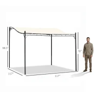 Outsunny 10' x 10' Steel Outdoor Pergola Gazebo, Patio Canopy with Weather-Resistant Fabric and Drainage Holes for Backyard, Deck, Garden, Cream White(m-3)