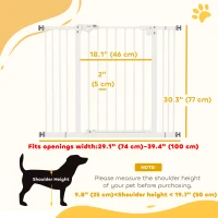 PawHut 30 Inch Tall Pet Gate with Door Dog Gate and Barrier Indoor for Stairs, Pressure-Mounted Safety Gate, White(m-3)