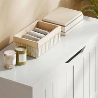 HOMCOM Storage Bench with Lift Top Storage Chest with Safety Hinges for Entryway, Living Room, White(m-9)