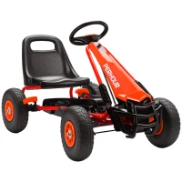 Qaba Kids Go Kart, Pedal Car with Adjustable Seat, EVA Wheels, Brake, for Boys & Girls Aged 3-8 Years Old, Red(m-11)