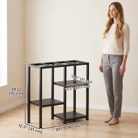 PawHut 25 Gallon Fish Tank Stand, Metal Aquarium Stand with 3 Tier Storage Shelf, Adjustable Feet for Home Office, Black(m-3)