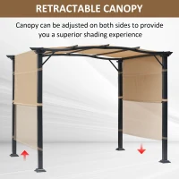 Outsunny 8' x 10' Retractable Pergola Canopy Steel Frame Polyester Fabric Gazebo with Top Cover, Retractable Canopy Shade Awning(m-7)