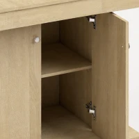 HOMCOM Folding Dining Table Extendable Kitchen Table Storage Cabinet Adjustable Shelf 6-8 People Natural(m-11)