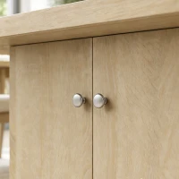 HOMCOM Folding Dining Table Extendable Kitchen Table Storage Cabinet Adjustable Shelf 6-8 People Natural(m-12)