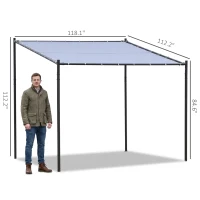 Outsunny 9' x 10' Outdoor Pergola with Canopy, Patio Sun Shade Shelter Grill Gazebo, for Garden, Backyard, Lawn, Poolside, Gray(m-3)