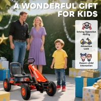Qaba Kids Go Kart, Pedal Car with Adjustable Seat, EVA Wheels, Brake, for Boys & Girls Aged 3-8 Years Old, Red(m-8)