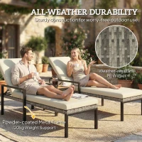 Outsunny Chaise Lounge Chairs Outdoor, Set of 2 Wicker Patio Lounge Chairs with 5-Level Adjustable Backrest, Cushion(m-6)