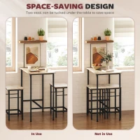 HOMCOM 3-Piece Dining Table Set for 2, Bar Table and 2 Stools for Kitchen, Living Room, Dining Room, Small Space, Natural Wood(m-5)