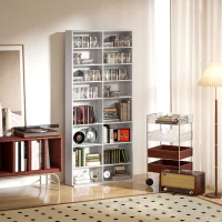 HOMCOM 9-Tier DVD Shelf with 18 Compartments and 14 Adjustable Shelves, Holds 640 CDs, 360 DVDs or 430 Blu-rays, White(m-1)