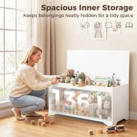 HOMCOM Storage Bench with Lift Top Storage Chest with Safety Hinges for Entryway, Living Room, White(m-4)