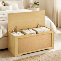 HOMCOM Storage Chest with Lift Top Storage Chest with Safety Hinges 39.4" Oak(m-1)