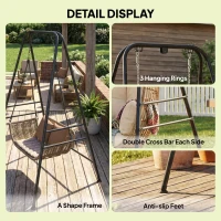Outsunny Hammock Chair Stand  Indoor and Outdoor Use with Anti-Slip Foot Pads, 2 Carabiners, Black(m-7)