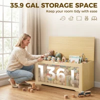 HOMCOM Storage Chest with Lift Top Storage Chest with Safety Hinges 39.4" Oak(m-5)