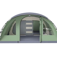 Outsunny Multi-Room Camping Tent for 5 Person, Easy Set up Large Family Tent with 4 Windows, Porch, Light Green(m-12)