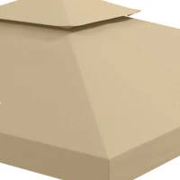 Outsunny 10' x 10' Square 2-Tier Gazebo Canopy Replacement Top Outdoor Garden Sun Shade Cover, Replacement Top Only, Beige(m-8)