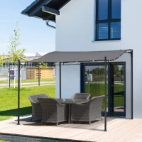 Outsunny 10'x10' Outdoor Pergola, Steel Gazebo Canopy, Portable Sun Shelter Door Porch Cover, Grey(m-1)
