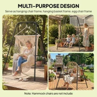 Outsunny Hammock Chair Stand  Indoor and Outdoor Use with Anti-Slip Foot Pads, 2 Carabiners, Black(m-4)