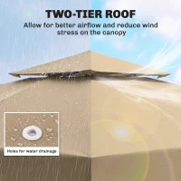 Outsunny 10' x 10' Square 2-Tier Gazebo Canopy Replacement Top Outdoor Garden Sun Shade Cover, Replacement Top Only, Beige(m-4)