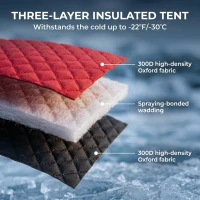 Outsunny 3-4 Person Insulated Ice Fishing Shelter, Pop up, with Oversized Doors, Windows, Vents and Carry Bag, for Low-Temp -22℉(m-4)