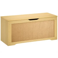 HOMCOM Storage Chest with Lift Top Storage Chest with Safety Hinges 39.4" Oak(m-2)