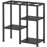 PawHut 25 Gallon Fish Tank Stand, Metal Aquarium Stand with 3 Tier Storage Shelf, Adjustable Feet for Home Office, Black(m-2)