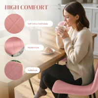 HOMCOM Dining Chairs Set of 4, Upholstered Dining Room Chairs with Steel Legs, Modern Kitchen Chair for Dining Room, Pink(m-4)