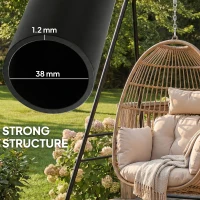 Outsunny Hammock Chair Stand  Indoor and Outdoor Use with Anti-Slip Foot Pads, 2 Carabiners, Black(m-5)