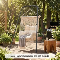 Outsunny Hammock Chair Stand  Indoor and Outdoor Use with Anti-Slip Foot Pads, 2 Carabiners, Black(m-2)