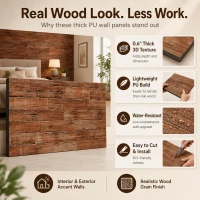 HOMCOM 8-Pack 3D Faux Wood Wall Panels, Lightweight Polyurethane Panels for Interior and Exterior Accent Walls, Brown(m-5)