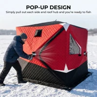Outsunny 3-4 Person Insulated Ice Fishing Shelter, Pop up, with Oversized Doors, Windows, Vents and Carry Bag, for Low-Temp -22℉(m-5)
