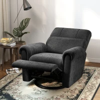 HOMCOM Power Recliner Chair, Fabric Upholstered Recliner Chair with USB Ports, Swivel and Rocking Function, Footrest, Black(m-8)
