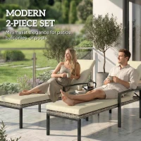 Outsunny Chaise Lounge Chairs Outdoor, Set of 2 Wicker Patio Lounge Chairs with 5-Level Adjustable Backrest, Cushion(m-7)