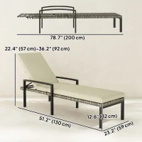 Outsunny Chaise Lounge Chairs Outdoor, Set of 2 Wicker Patio Lounge Chairs with 5-Level Adjustable Backrest, Cushion(m-3)