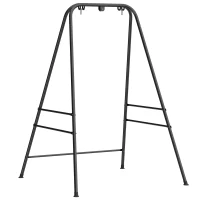 Outsunny Hammock Chair Stand  Indoor and Outdoor Use with Anti-Slip Foot Pads, 2 Carabiners, Black(m-11)