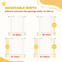 PawHut 30 Inch Tall Pet Gate with Door Dog Gate and Barrier Indoor for Stairs, Pressure-Mounted Safety Gate, White(m-4)